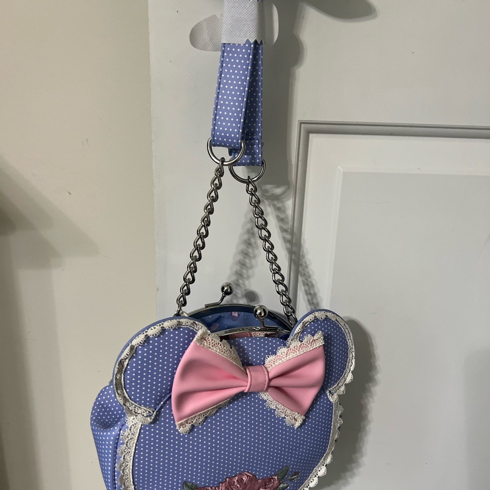 Loungefly Blue and Pink Crossbody Bag Minnie lace Disney - Picture 2 of 6